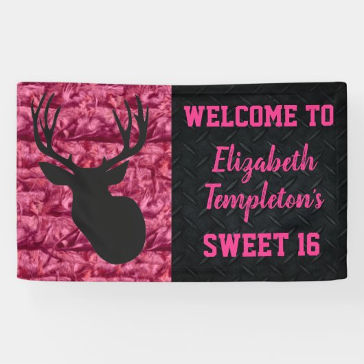 Camo Pink Sweet Sixteen Deer Hunting Banner (Horizontaal)