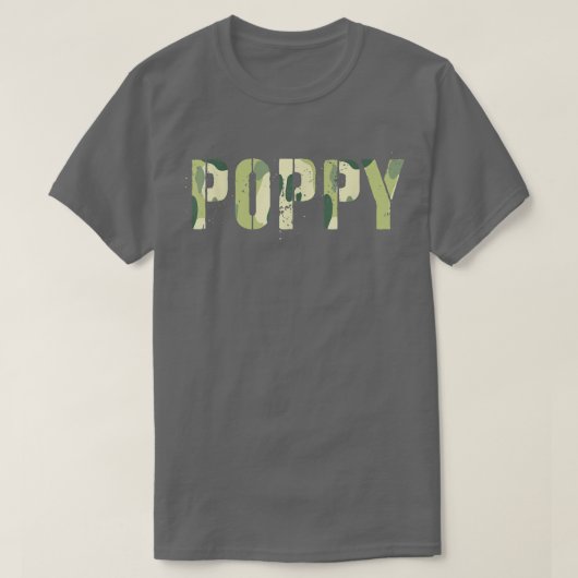Camo POPPY Dad Hero Grandpa Man Myth Legend T-shirt (Design voorkant)