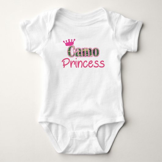 Camo Princess Baby Girl Shirt-Romper - Bodysuit (Voorkant)