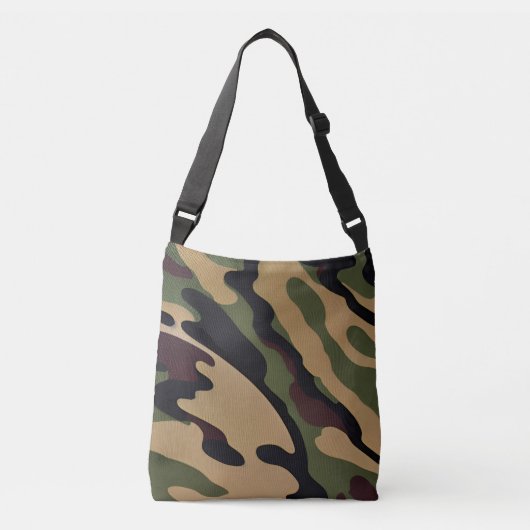 Camo Print Cross-Body Canvas tas (Voorkant)
