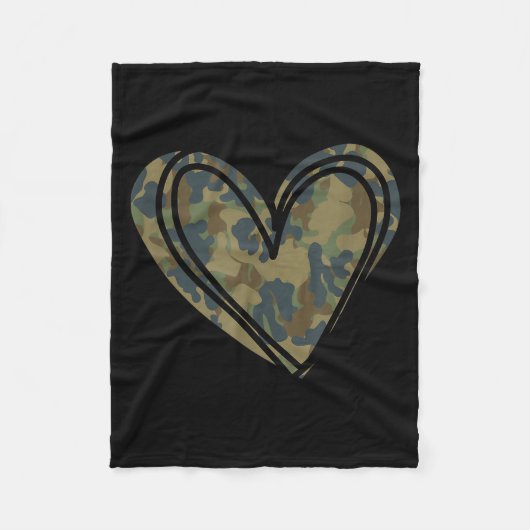 Camo Print Heart Valentines Day Fleece Deken (Voorkant)