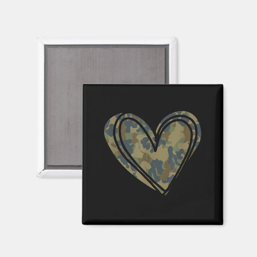Camo Print Heart Valentines Day  Magneet (Voorkant / Achterkant)
