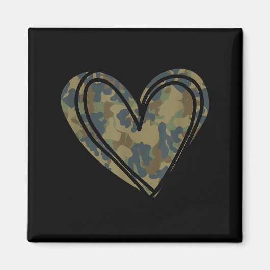 Camo Print Heart Valentines Day  Magneet (Voorkant)