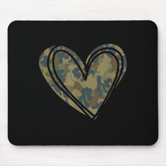 Camo Print Heart Valentines Day  Muismat (Voorkant)