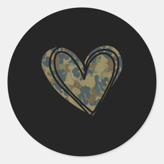 Camo Print Heart Valentines Day  Ronde Sticker (Voorkant)
