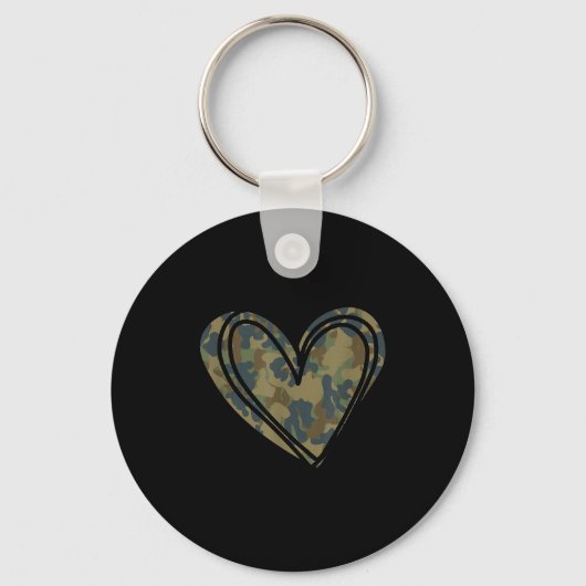 Camo Print Heart Valentines Day  Sleutelhanger (Voorkant)
