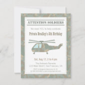Camo Print Helicopter Army Boys Birthday Party Kaart (Voorkant)