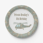 Camo Print Helicopter Army Boys Birthday Party Papieren Bordje (Voorkant)