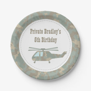 Camo Print Helicopter Army Boys Birthday Party Papieren Bordje