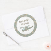 Camo Print Helicopter Army Boys Birthday Party Ronde Sticker (Envelop)