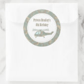 Camo Print Helicopter Army Boys Birthday Party Ronde Sticker (Tas)