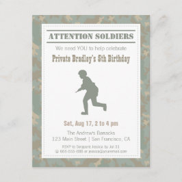 Camo Print Soldaat Silhouet Leger Verjaardagsfeest Kaart