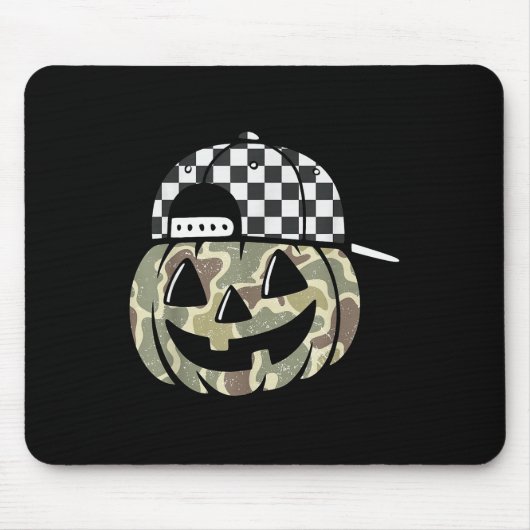 Camo Pumpkin Jack O Lantern Face Camouflage Hallow Muismat (Voorkant)