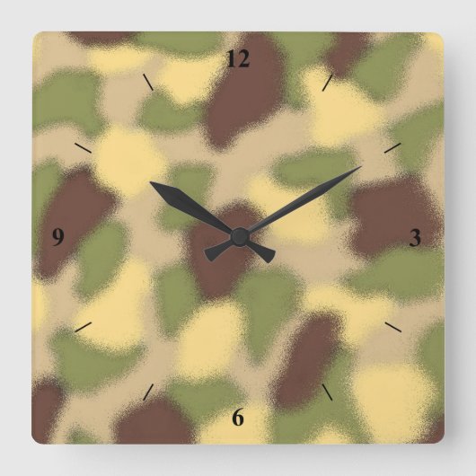 Camo Ripple Vierkante Klok (Voorkant)