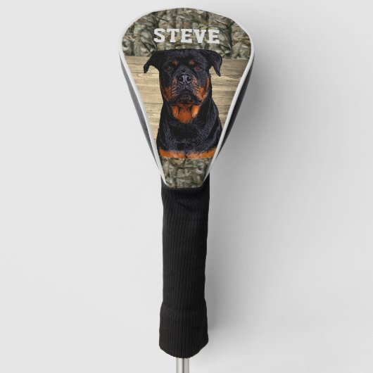 Camo Rottweiler Hondenras Dierbenaming Golfheadcover (Voorkant)