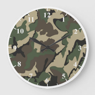 Camo Round Large Wall klok