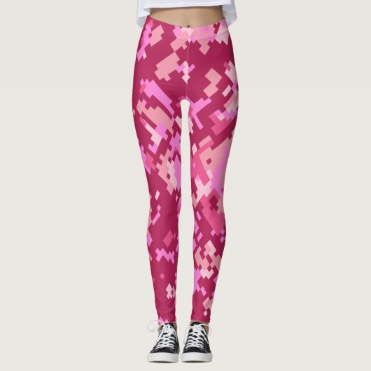Camo | Roze Camouflage Pixel Leggings (Voorkant)