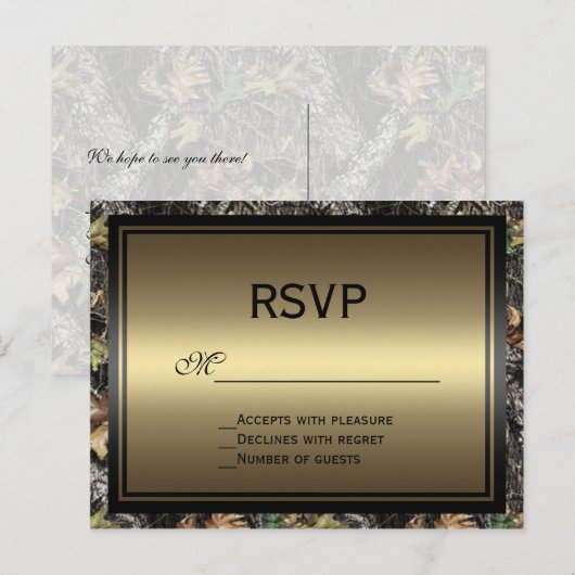Camo RSVP-Briefkaart Uitnodiging Briefkaart (Voorkant / Achterkant)