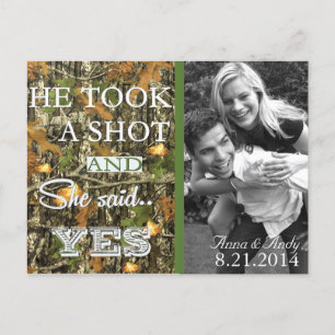 Camo Rustic Leaves Save the Date Wedding Briefkaar Aankondigingskaart