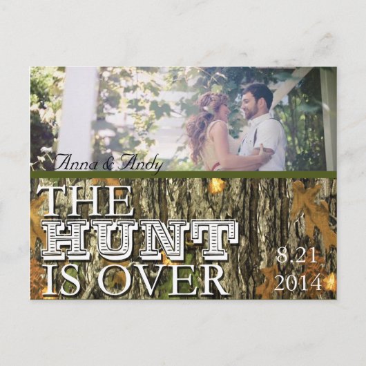 Camo Rustic verlaat Save the Date Wedding Briefkaa Aankondigingskaart (Voorkant)