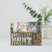 Camo Rustic verlaat Save the Date Wedding Briefkaa Aankondigingskaart (Staand voorkant)