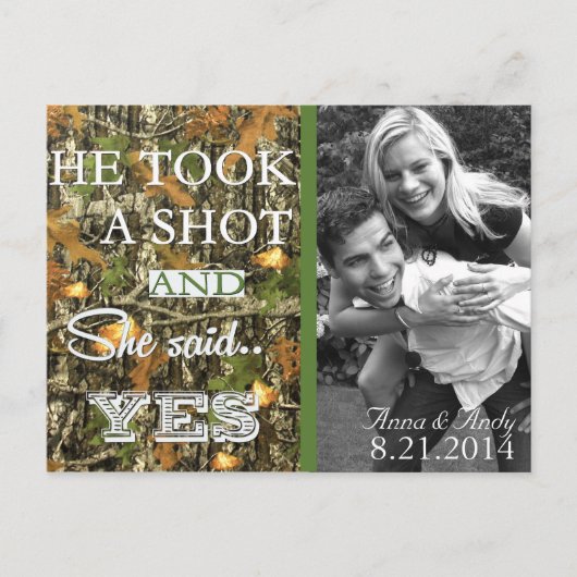 Camo Rustic verlaat Save the Date Wedding Briefkaa Aankondigingskaart (Voorkant)