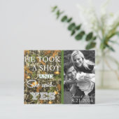 Camo Rustic verlaat Save the Date Wedding Briefkaa Aankondigingskaart (Staand voorkant)