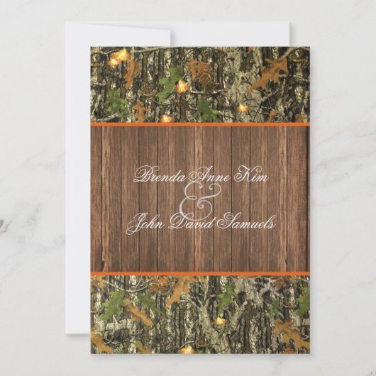 Camo Rustic Wedding Invitation Kaart (Voorkant)
