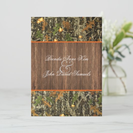Camo Rustic Wedding Invitation Kaart (Staand voorkant)