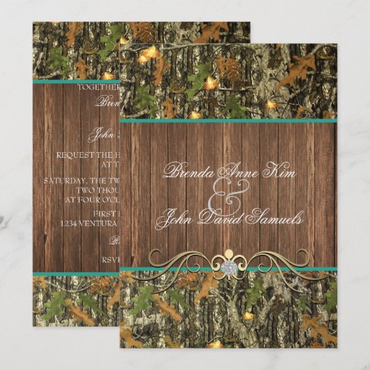 Camo Rustic Wedding Uitnodiging (Voorkant / Achterkant)