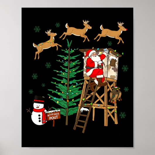 Camo Santa Christmas Deer Hunting Camouflage Hunte Poster (Voorkant)