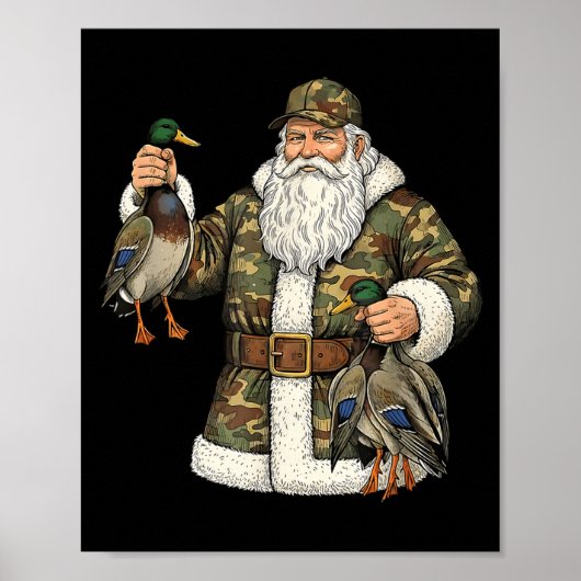 Camo Santa Mallard Duck Hunting Christmas Hunter G Poster (Voorkant)