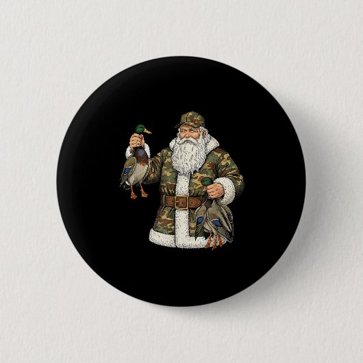 Camo Santa Mallard Duck Hunting Christmas Hunter G Ronde Button 5,7 Cm (Voorkant)