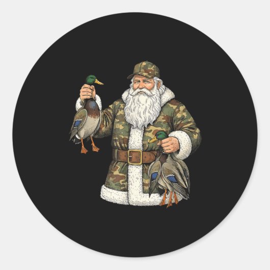 Camo Santa Mallard Duck Hunting Christmas Hunter G Ronde Sticker (Voorkant)