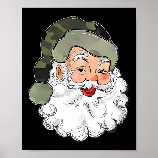 Camo Santa Vrolijk Kerstfeest Kinder Camouflage Fu Poster (Voorkant)