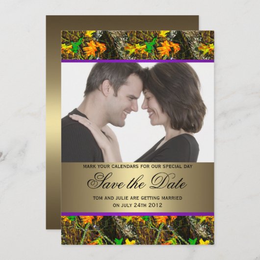 Camo Save the Date Foto Kaart (Voorkant / Achterkant)