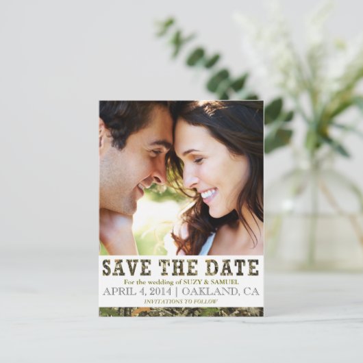 Camo Sla het Briefkaart van de datumaankondiging o (Staand voorkant)