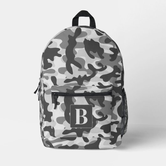 Camo Sneeuw Gepersonaliseerde Moderne Monogram Cam Bedrukte Rugzak (Voorkant)