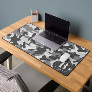Camo Snow Gepersonaliseerde Monogram Camouflage Bureaumat