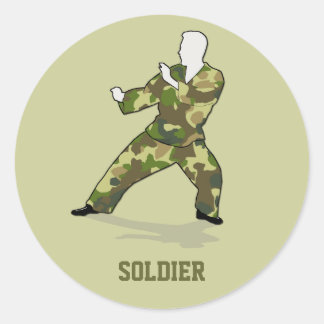 Camo soldaat in zwart groen kaki badge Sticker