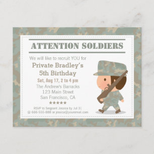 Camo soldaat Soldier Boy Birthday Party Kaart