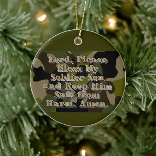 Camo Soldier Son Prayer Ceramic Ornament (Boom)