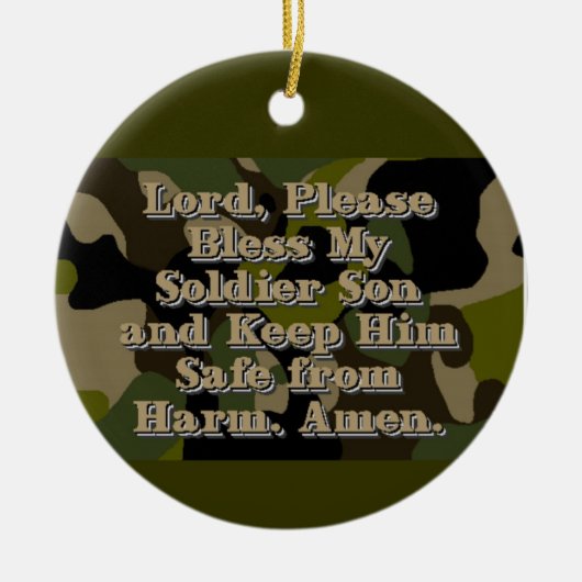 Camo Soldier Son Prayer Ceramic Ornament (Voorkant)