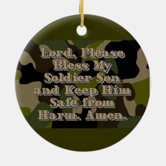 Camo Soldier Son Prayer Ceramic Ornament (Achterkant)