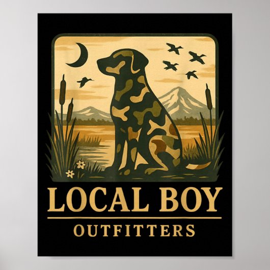 Camo Southern Local Boy Duck Hunting Black Lab Out Poster (Voorkant)