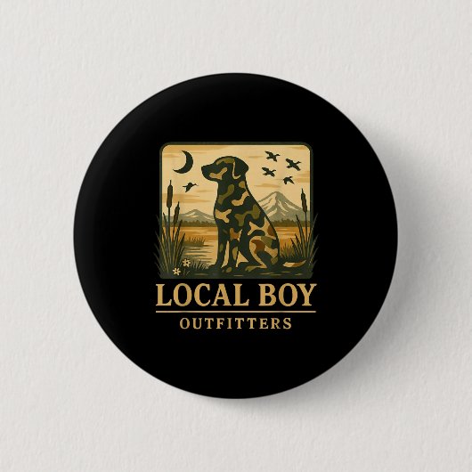Camo Southern Local Boy Duck Hunting Black Lab Out Ronde Button 5,7 Cm (Voorkant)