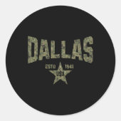 Camo Souvenir Usa Star Dallas Texas Ronde Sticker (Voorkant)