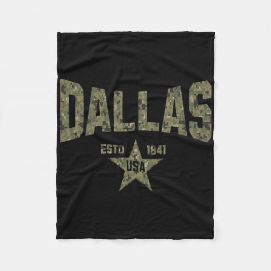Camo Souvenir VS Ster Dallas Texas Fleece Deken (Voorkant)