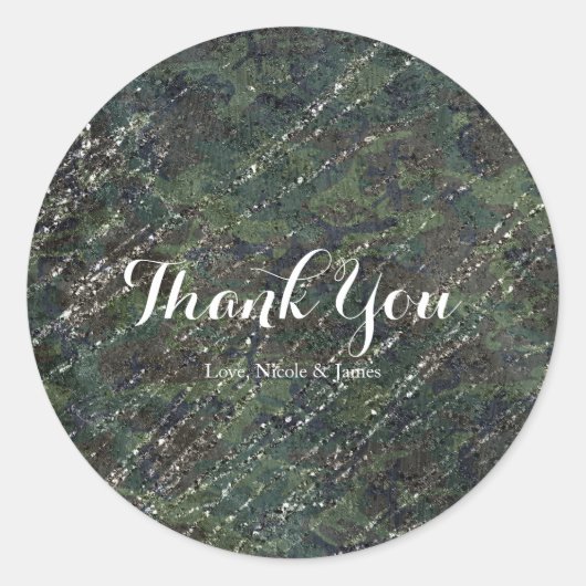 Camo Sparkle Elegant Ronde Sticker (Voorkant)