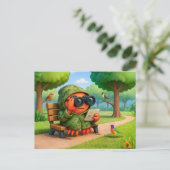 Camo-spionagekrabbel die de omgeving van het park  briefkaart (Staand voorkant)